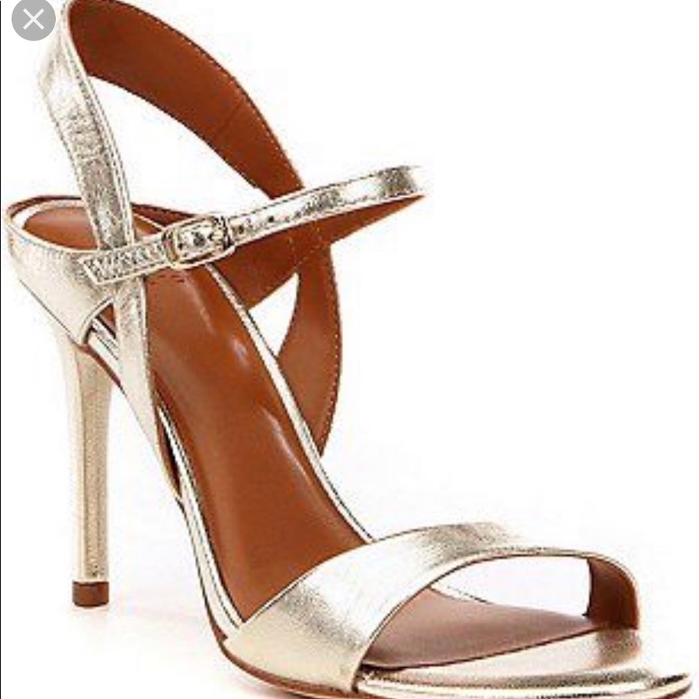 Halston golden sandal heels Adjustable ankle strap